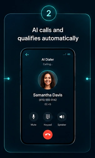 The approved AI Dialer phone on a call with a lead